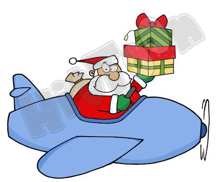 Santa in Plane with Gifts